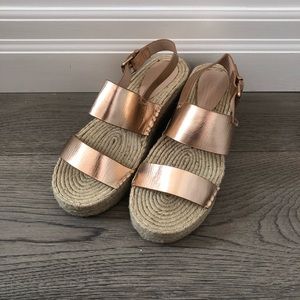 Rosegold espadrilles wedge sandal size 8